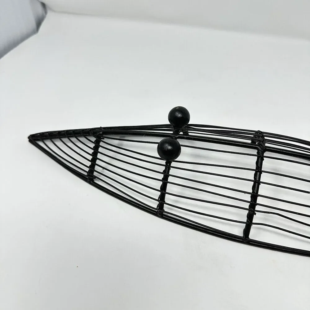 Mid-Century Modern Iron Wire Fruit Basket Canoe Shaped Centerpiece /Catch All
